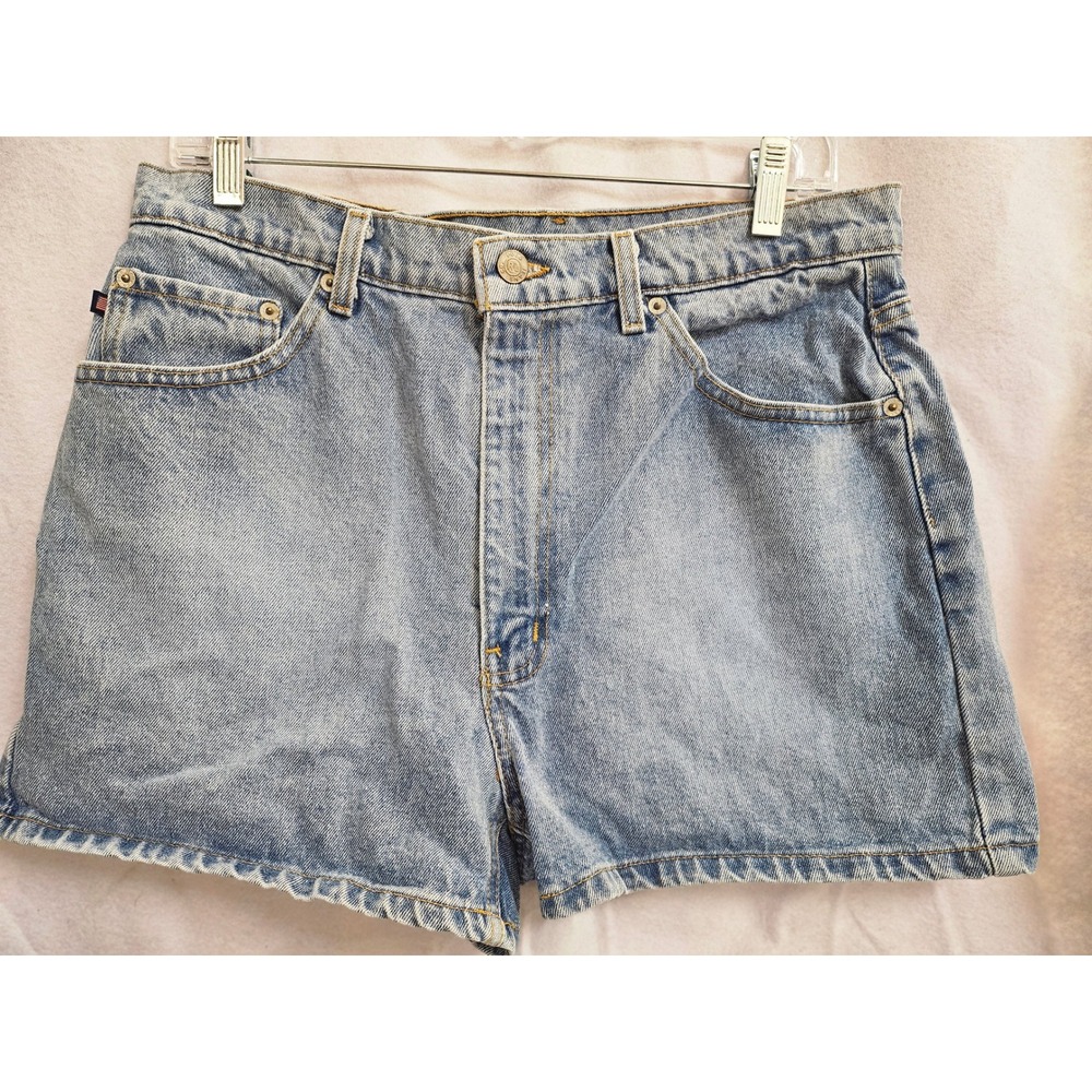 Polo Jeans Co Ralph Lauren Women Light Wash Denim Shorts 14 RL Flag Patch 910
